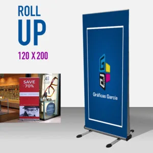 Roll up publicitario retráctil de 120 × 200 cm de Gráficas García