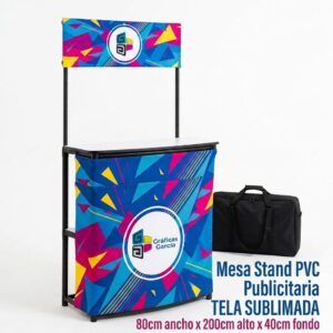 Mesa stand PVC publicitaria tela sublimada en Quito - Gráficas García